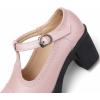 imageDADAWEN Womens Leather Classic TStrap Platform Chunky MidHeel Mary Jane Square Toe Oxfords Dress Pump ShoesLight Pink