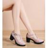 imageDADAWEN Womens Leather Classic TStrap Platform Chunky MidHeel Mary Jane Square Toe Oxfords Dress Pump ShoesLight Pink