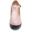 imageDADAWEN Womens Leather Classic TStrap Platform Chunky MidHeel Mary Jane Square Toe Oxfords Dress Pump ShoesLight Pink
