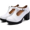imageDADAWEN Womens Leather Classic TStrap Platform Chunky MidHeel Mary Jane Square Toe Oxfords Dress Pump ShoesWhite
