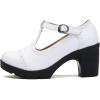 imageDADAWEN Womens Leather Classic TStrap Platform Chunky MidHeel Mary Jane Square Toe Oxfords Dress Pump ShoesWhite