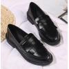 imageDADAWEN Womens SlipOn Tassel Round Toe Platform Casual Oxfords Dress ShoesBlack