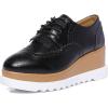 imageDADAWEN Womens Fashion Tassels SquareToe Laceup Platform Wedge Oxford ShoesBrogueBlack
