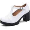 imageDADAWEN Womens Leather Classic TStrap Platform Chunky MidHeel Mary Jane Square Toe Oxfords Dress Pump ShoesWhite
