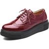 imageDADAWEN Womens Platform LaceUp Comfort Wingtips Square Toe Oxford Shoes BroguesRed