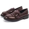 imageDADAWEN Womens SlipOn Tassel Round Toe Platform Casual Oxfords Dress ShoesBrown