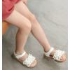 imageDADAWEN Girls Summer Beach Water Sandals Soft Sole TStrap Flat Sandal ToddlerLittle KidFlowerWhite