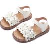 imageDADAWEN Girls Summer Beach Water Sandals Soft Sole TStrap Flat Sandal ToddlerLittle KidFlowerWhite