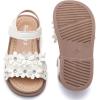 imageDADAWEN Girls Summer Beach Water Sandals Soft Sole TStrap Flat Sandal ToddlerLittle KidFlowerWhite