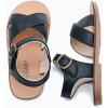 imageDADAWEN Girls Summer Water Sandals Strappy Comfort Soft Flat Sandal ToddlerLittle KidBlackda02