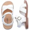 imageDADAWEN Girls Summer Water Sandals Strappy Comfort Soft Flat Sandal ToddlerLittle KidWhiteda02