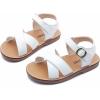 imageDADAWEN Girls Summer Water Sandals Strappy Comfort Soft Flat Sandal ToddlerLittle KidWhiteda02