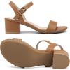 imageDADAWEN Womens Open Toe Ankle Strap Glitter Low Block Chunky Heels Sandals Party Dress Pumps ShoesBrown