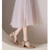 imageDADAWEN Womens Open Toe Ankle Strap Glitter Low Block Chunky Heels Sandals Party Dress Pumps ShoesBrown