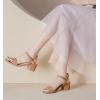imageDADAWEN Womens Open Toe Ankle Strap Glitter Low Block Chunky Heels Sandals Party Dress Pumps ShoesBrown