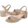 imageDADAWEN Womens Open Toe Ankle Strap Glitter Low Block Chunky Heels Sandals Party Dress Pumps ShoesGold