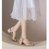 imageDADAWEN Womens Open Toe Ankle Strap Glitter Low Block Chunky Heels Sandals Party Dress Pumps ShoesNude