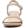 imageDADAWEN Womens Open Toe Ankle Strap Glitter Low Block Chunky Heels Sandals Party Dress Pumps ShoesNude