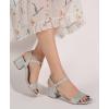 imageDADAWEN Womens Open Toe Ankle Strap Glitter Low Block Chunky Heels Sandals Party Dress Pumps ShoesSilver