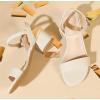 imageDADAWEN Womens Open Toe Ankle Strap Glitter Low Block Chunky Heels Sandals Party Dress Pumps ShoesWhite