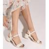 imageDADAWEN Womens Open Toe Ankle Strap Glitter Low Block Chunky Heels Sandals Party Dress Pumps ShoesWhite