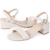 imageDADAWEN Womens Open Toe Ankle Strap Glitter Low Block Chunky Heels Sandals Party Dress Pumps ShoesWhite
