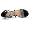 imageDADAWEN Womens Open Toe Ankle Strap Glitter Rhinestones Low Wedge Sandals Party Wedding Dress Pumps ShoesBlack