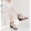 imageDADAWEN Womens Open Toe Ankle Strap Glitter Rhinestones Low Wedge Sandals Party Wedding Dress Pumps ShoesBlack
