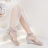 imageDADAWEN Womens Open Toe Ankle Strap Glitter Rhinestones Low Wedge Sandals Party Wedding Dress Pumps ShoesSilver