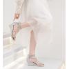 imageDADAWEN Womens Open Toe Ankle Strap Glitter Rhinestones Low Wedge Sandals Party Wedding Dress Pumps ShoesSilver