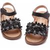 imageDADAWEN Girls Summer Beach Water Sandals Soft Sole TStrap Flat Sandal ToddlerLittle KidFlowerBlack