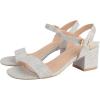 imageDADAWEN Womens Open Toe Ankle Strap Glitter Low Block Chunky Heels Sandals Party Dress Pumps ShoesSilver