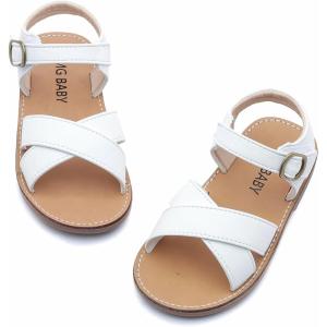 imageDADAWEN Girls Summer Water Sandals Strappy Comfort Soft Flat Sandal ToddlerLittle KidWhiteda02