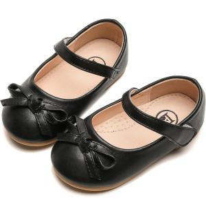 imageDADAWEN Toddler Little Girl Flower Girl Dress Shoes Cute Bow Girls Mary Jane Ballet Flats Party School Wedding ShoesBlack