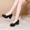 imageDADAWEN Womens Leather Classic Platform Mid Heel Round Toe Oxfords Dress Pumps Office Party Wedding Shoes Black US Size 85