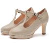 imageDADAWEN Womens Platform Mid Heel Mary Jane Closed Toe Dress Pumps TStrap Comfortable Round Toe Work Party Bridal Wedding ShoesGold