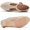 imageDADAWEN Womens Platform Mid Heel Mary Jane Closed Toe Dress Pumps TStrap Comfortable Round Toe Work Party Bridal Wedding ShoesGold