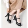 imageDADAWEN Womens Round Toe Platform MidHeel Mary Jane Shoes Office Work Bridal Wedding Party Dress Pump ShoesBlack