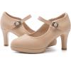 imageDADAWEN Womens Round Toe Platform MidHeel Mary Jane Shoes Office Work Bridal Wedding Party Dress Pump ShoesNude