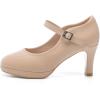 imageDADAWEN Womens Round Toe Platform MidHeel Mary Jane Shoes Office Work Bridal Wedding Party Dress Pump ShoesNude