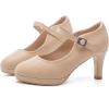 imageDADAWEN Womens Round Toe Platform MidHeel Mary Jane Shoes Office Work Bridal Wedding Party Dress Pump ShoesNude