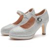 imageDADAWEN Womens Round Toe Platform MidHeel Mary Jane Shoes Office Work Bridal Wedding Party Dress Pump ShoesSilver