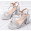 imageDADAWEN Platform Heels for Women High Block Chunky Open Toe Ankle Strap Heeled Sandals Wedding Party Evening Prom Dance Dress Pump Sandals ShoesSilver