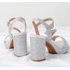 imageDADAWEN Platform Heels for Women High Block Chunky Open Toe Ankle Strap Heeled Sandals Wedding Party Evening Prom Dance Dress Pump Sandals ShoesSilver