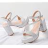 imageDADAWEN Platform Heels for Women High Block Chunky Open Toe Ankle Strap Heeled Sandals Wedding Party Evening Prom Dance Dress Pump Sandals ShoesSilver
