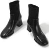 imageDADAWEN Womens Elastic Chelsea Boots Chunky Block Heel Ankle BootiesBlack