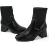 imageDADAWEN Womens Elastic Chelsea Boots Chunky Block Heel Ankle BootiesBlack