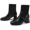 imageDADAWEN Womens Elastic Chelsea Boots Chunky Block Heel Ankle BootiesBlack