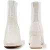 imageDADAWEN Womens Elastic Chelsea Boots Chunky Block Heel Ankle BootiesCream White