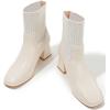 imageDADAWEN Womens Elastic Chelsea Boots Chunky Block Heel Ankle BootiesCream White